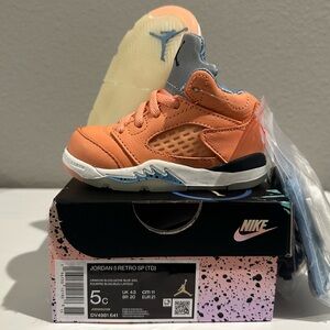 Jordan 5 Retro SP (TD) by DJ Khaled, Size 5, Crimson Bliss Leche Blue Sail